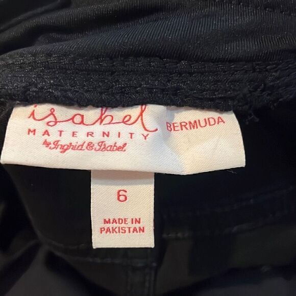 Isabel Maternity Shorts Women Bermuda Cutoff Black Crossover Panel Size 6 - Picture 3 of 4